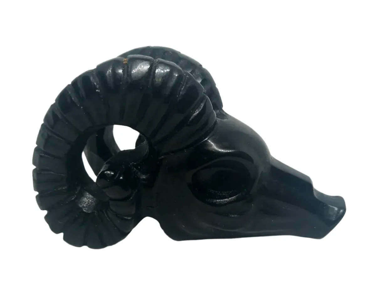 Black Obsidian Crystal Ram's Head Carving