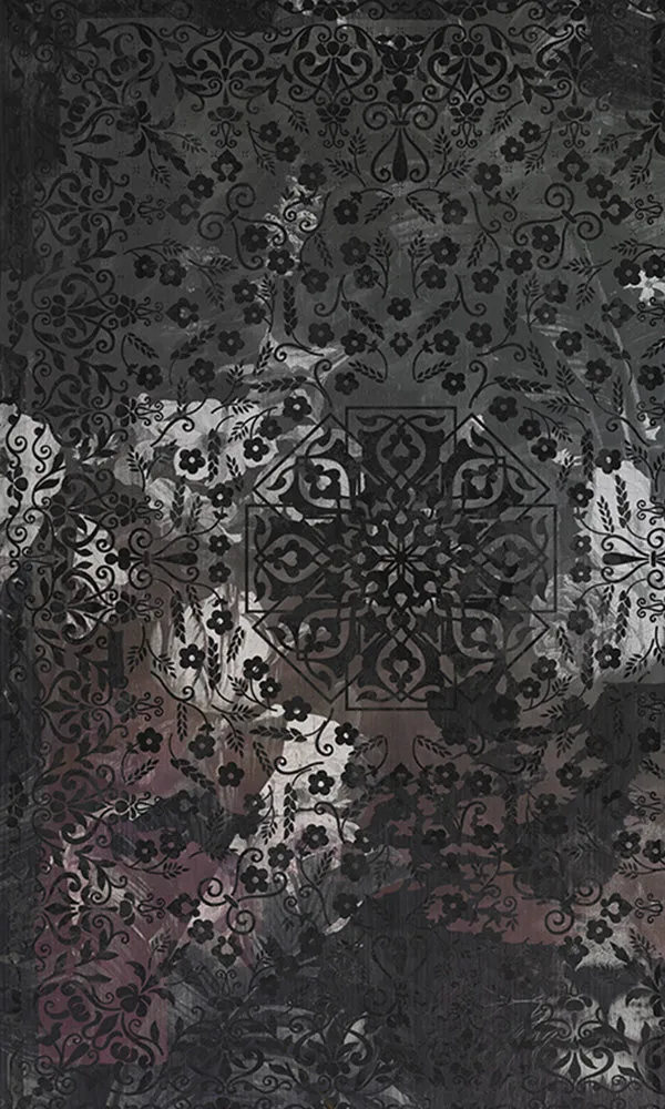 Black Ornamental Floral Collage M9511