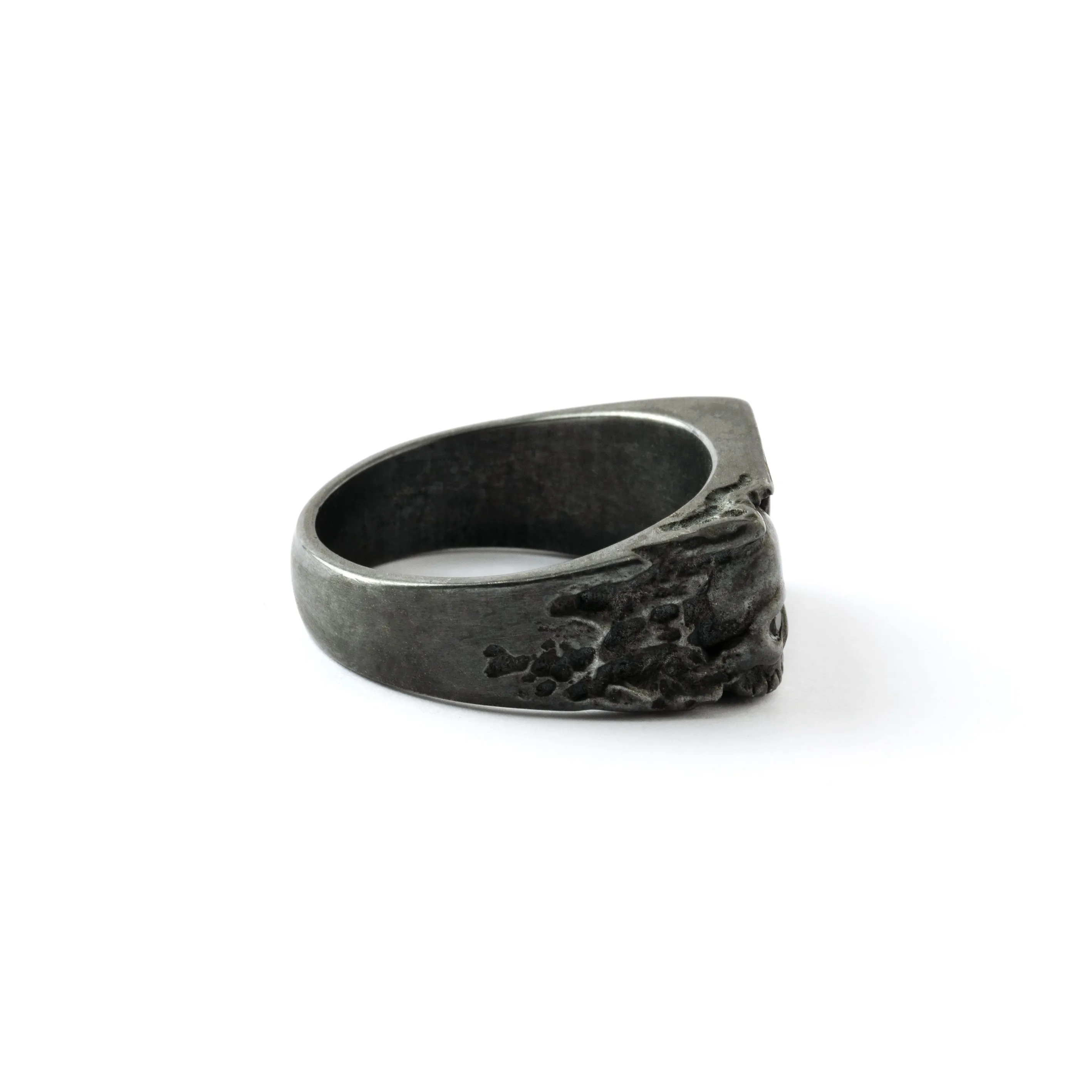 Black Silver Break Free Skull Ring