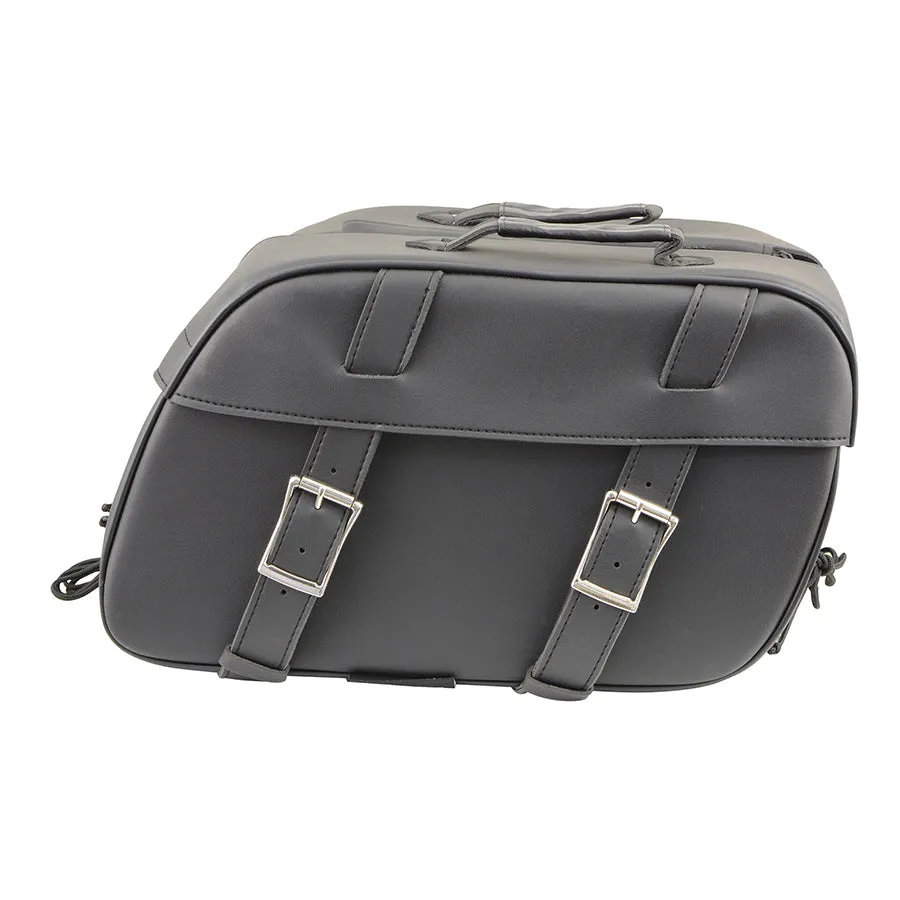 Black Zip-Off Medium Double Strap PVC Throw Over Saddle Bag