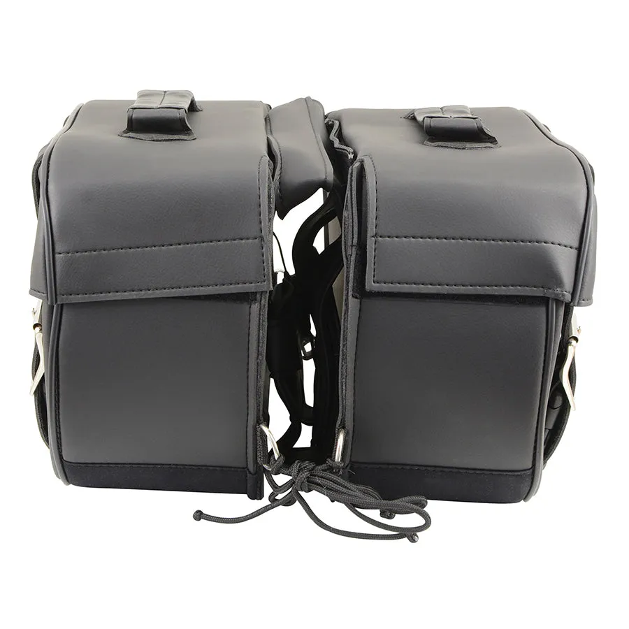 Black Zip-Off Medium Double Strap PVC Throw Over Saddle Bag