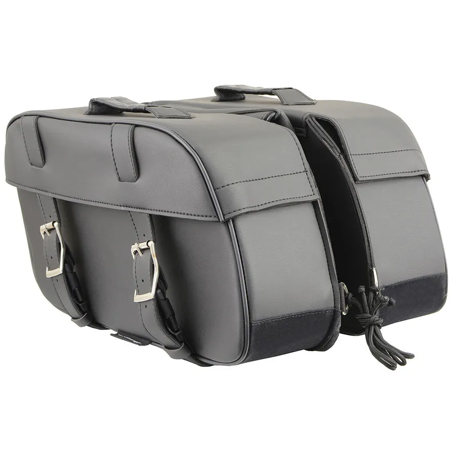 Black Zip-Off Medium Double Strap PVC Throw Over Saddle Bag