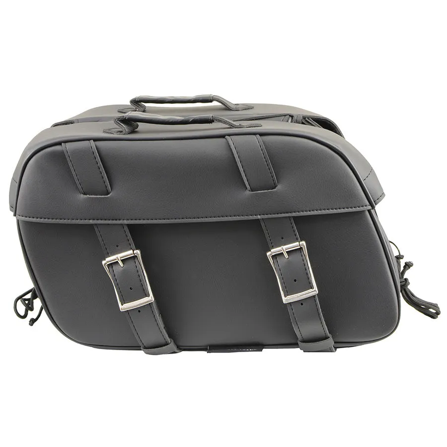 Black Zip-Off Medium Double Strap PVC Throw Over Saddle Bag