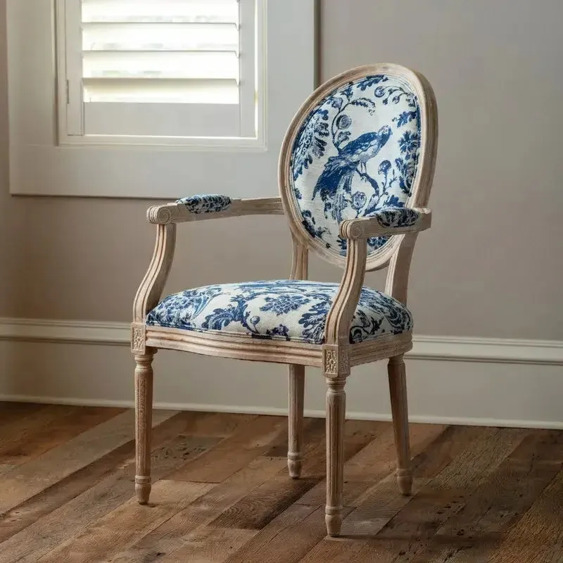 Blue Fowl & Fruit Jacquard Chair Set