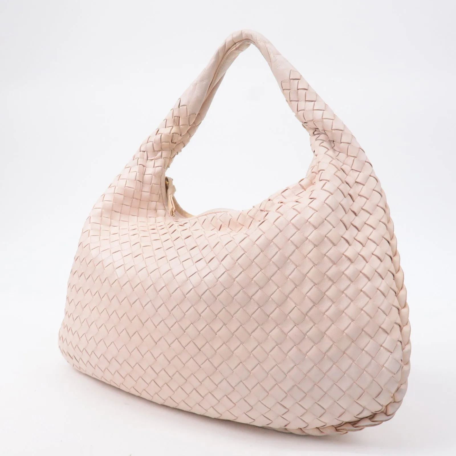 BOTTEGA VENETA Hobo Intrecciato Leather Shoulder Bag Beige 115653