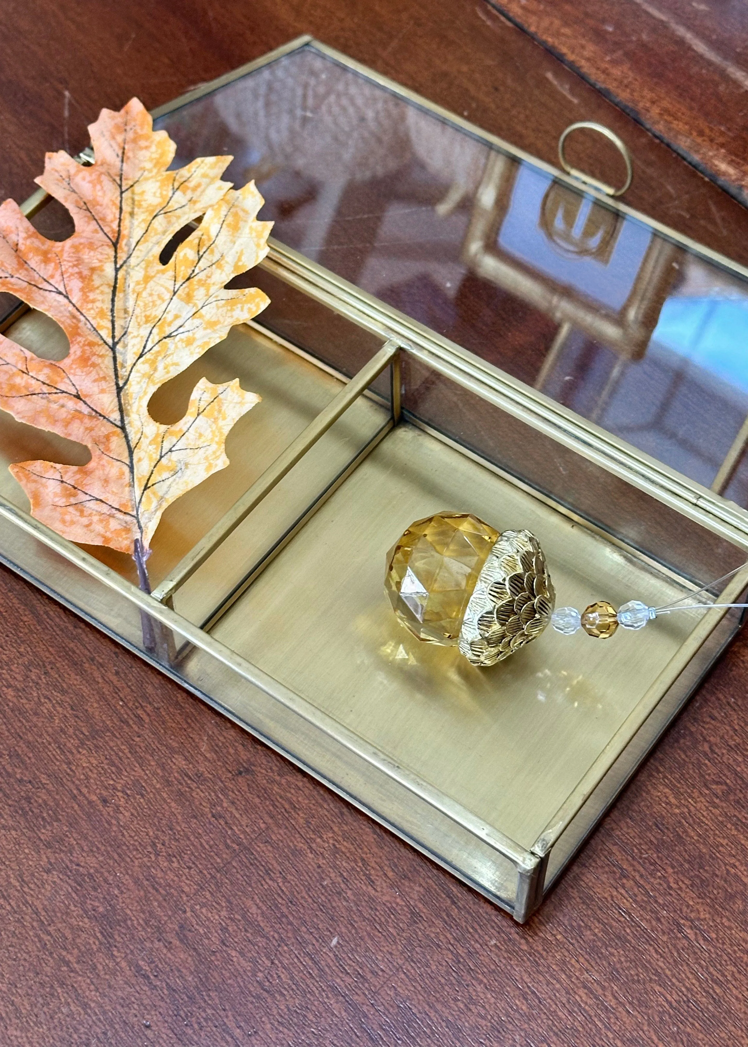 Brass Trimmed Glass Treasure Box