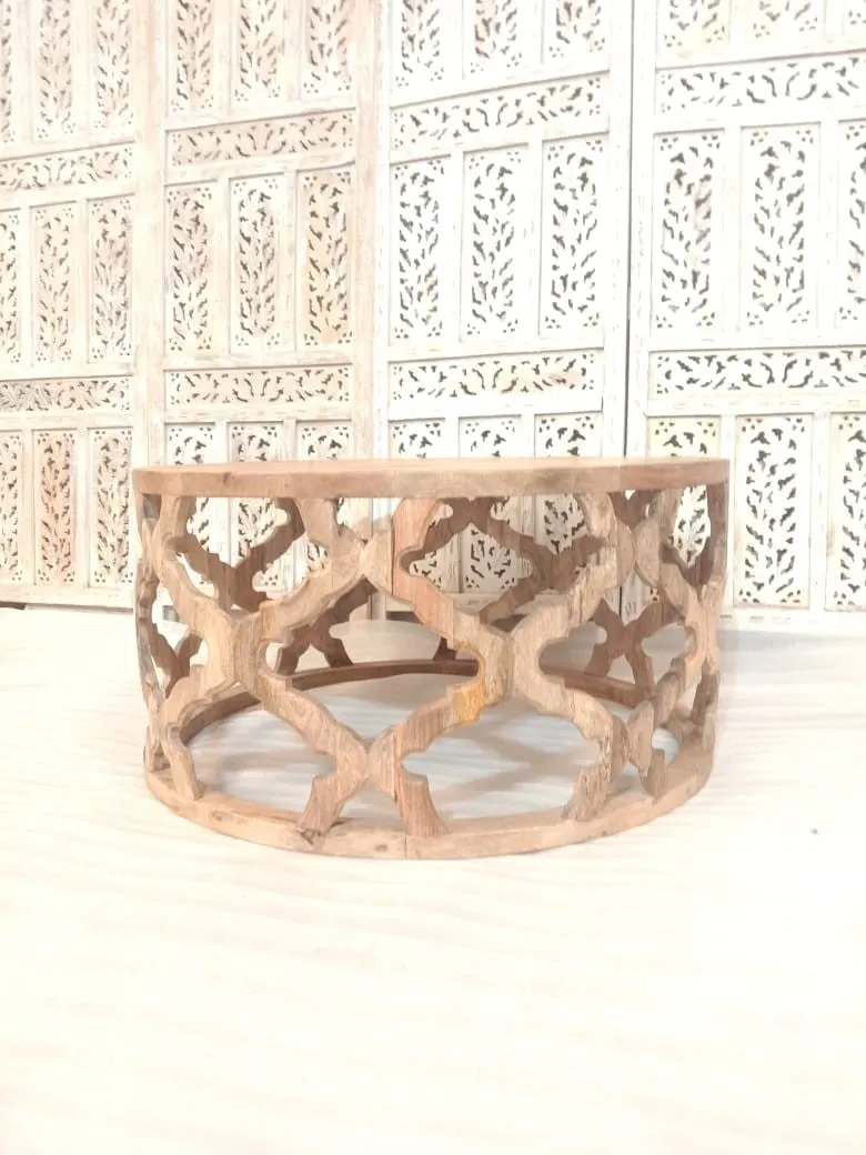 Bristol Indian hand carved Natural round coffee table