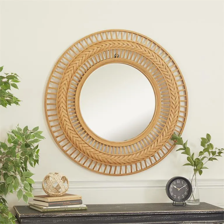 BROWN METAL HANDMADE INTRICATELY WEAVED WALL MIRROR