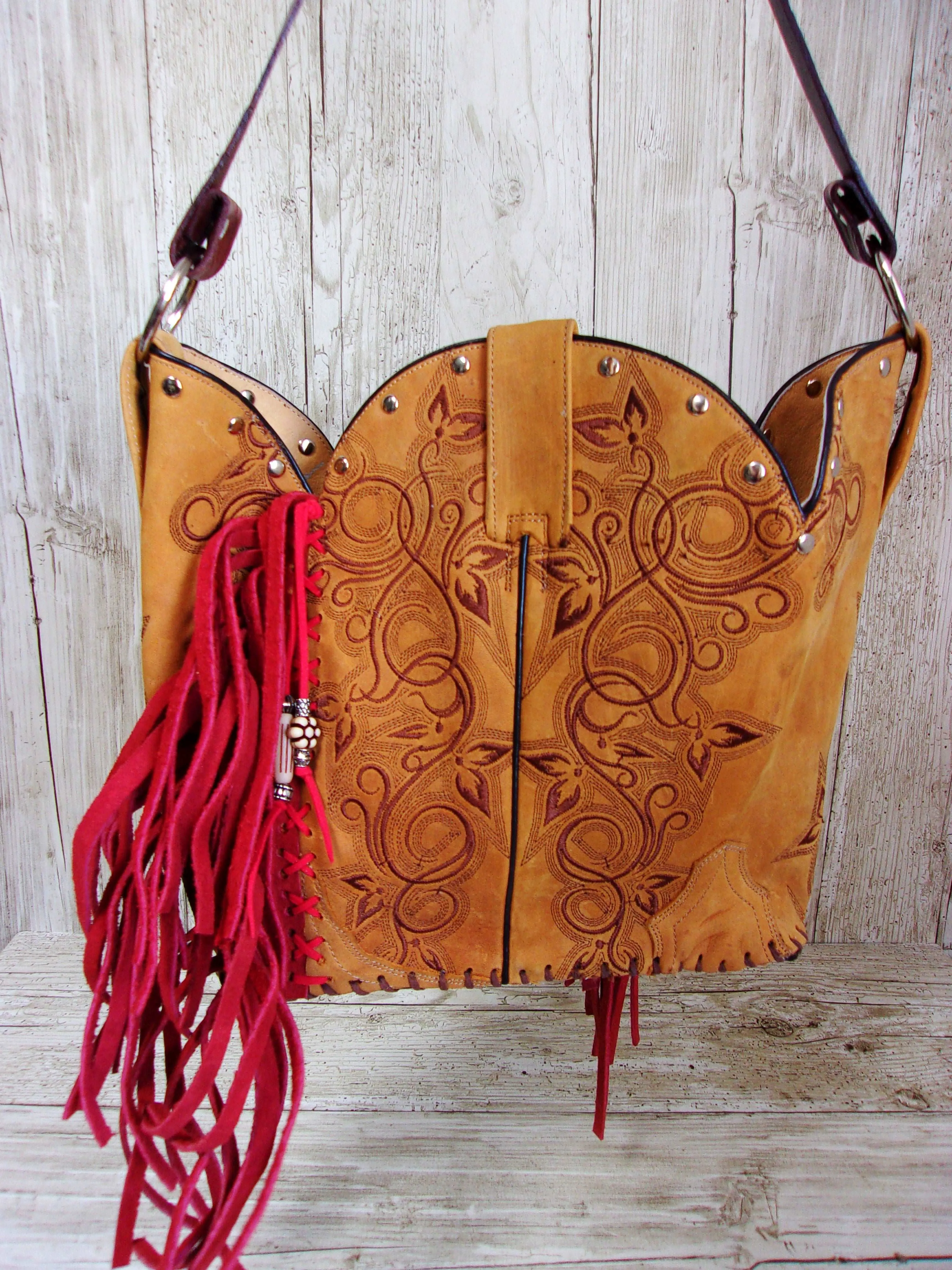 Bucket Bag Cowboy Boot Fringe Purse BK61