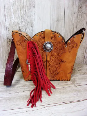 Bucket Bag Cowboy Boot Fringe Purse BK61