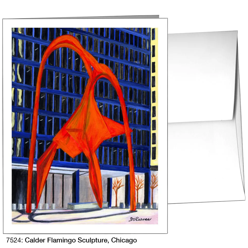 Calder Flamingo Sculpture, Chicago, Greeting Card (7524)