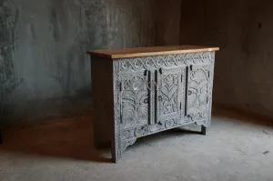 Carved tree door sideboard