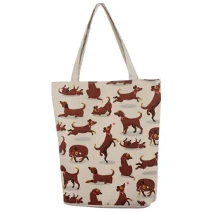 Catch Patch Dog Design Cotton Bag with Zip & Lining