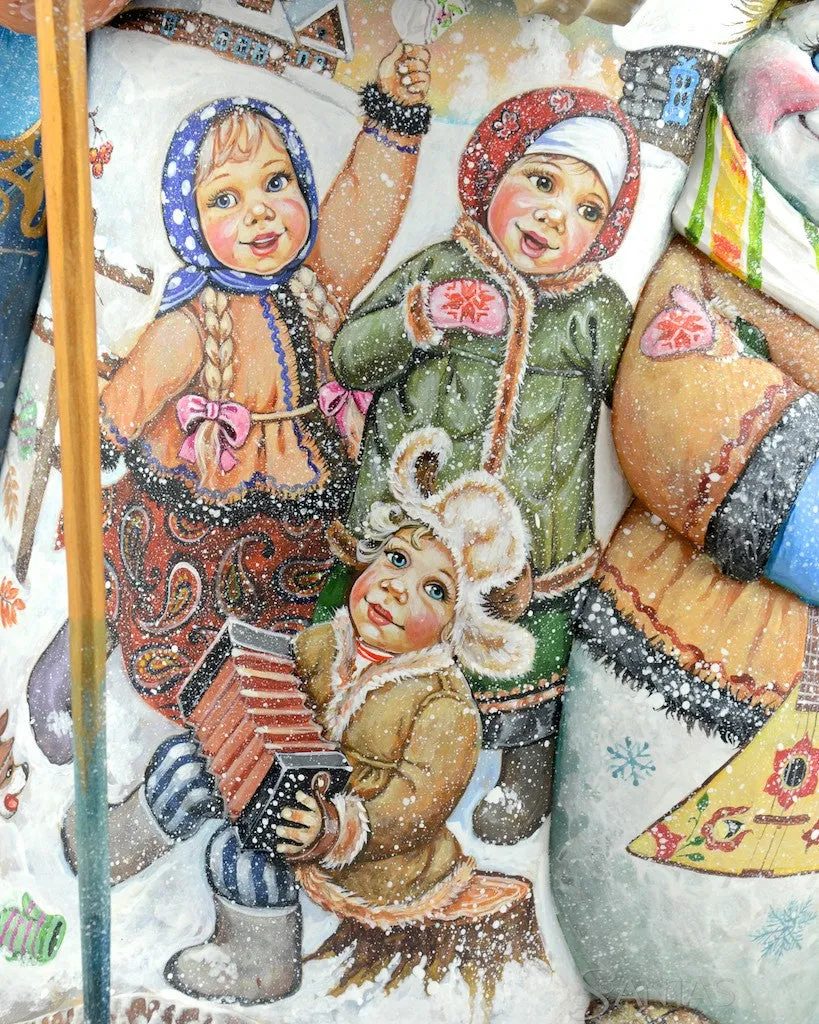 Christmas Companions Large Russian Santa with Carved Snowman