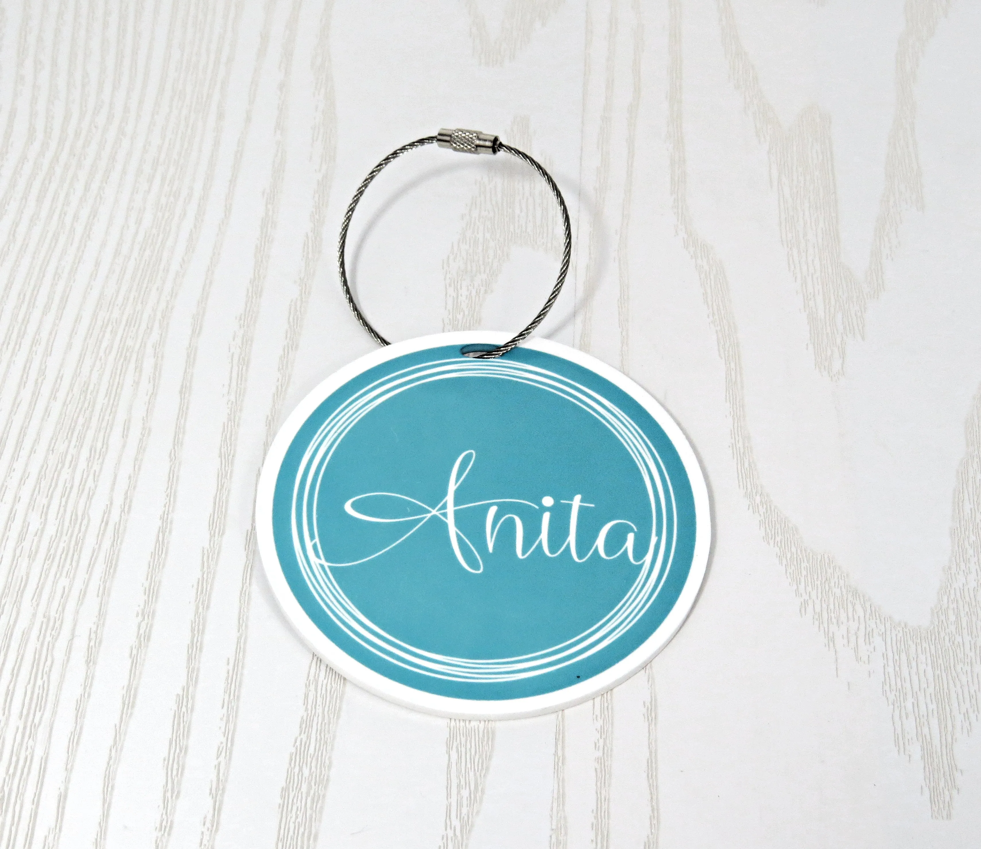 Circle Diaper Bag Tag Personalized with Name - Young Mother Bag Name Tag - Beach Bag Tag