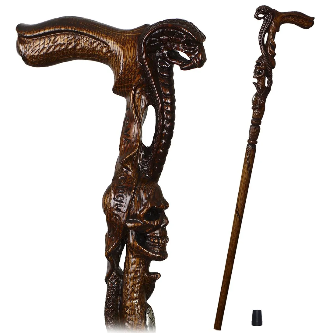 Cobra & Skull Encounter: Intricately Handcarved Artisan Cane