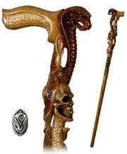 Cobra & Skull Encounter: Intricately Handcarved Artisan Cane