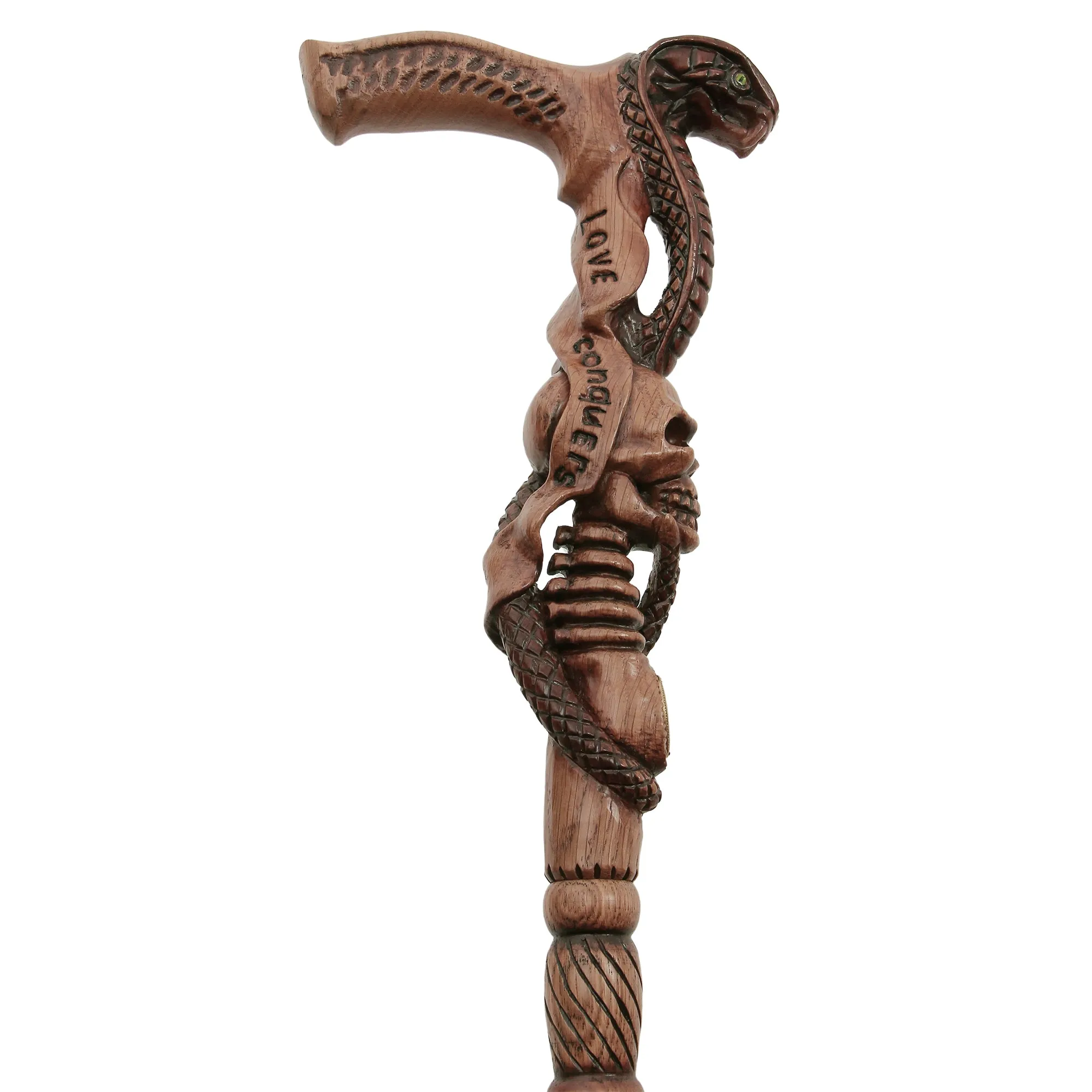 Cobra & Skull Encounter: Intricately Handcarved Artisan Cane