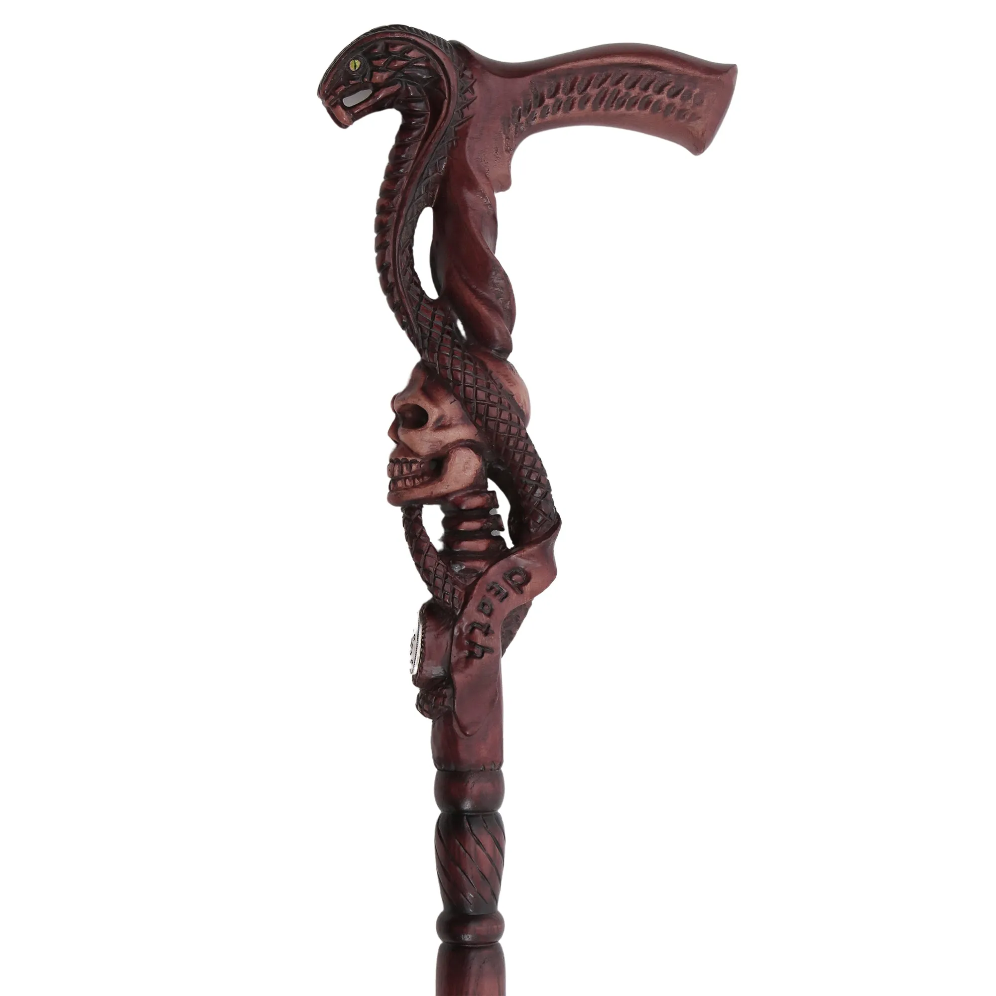 Cobra & Skull Encounter: Intricately Handcarved Artisan Cane