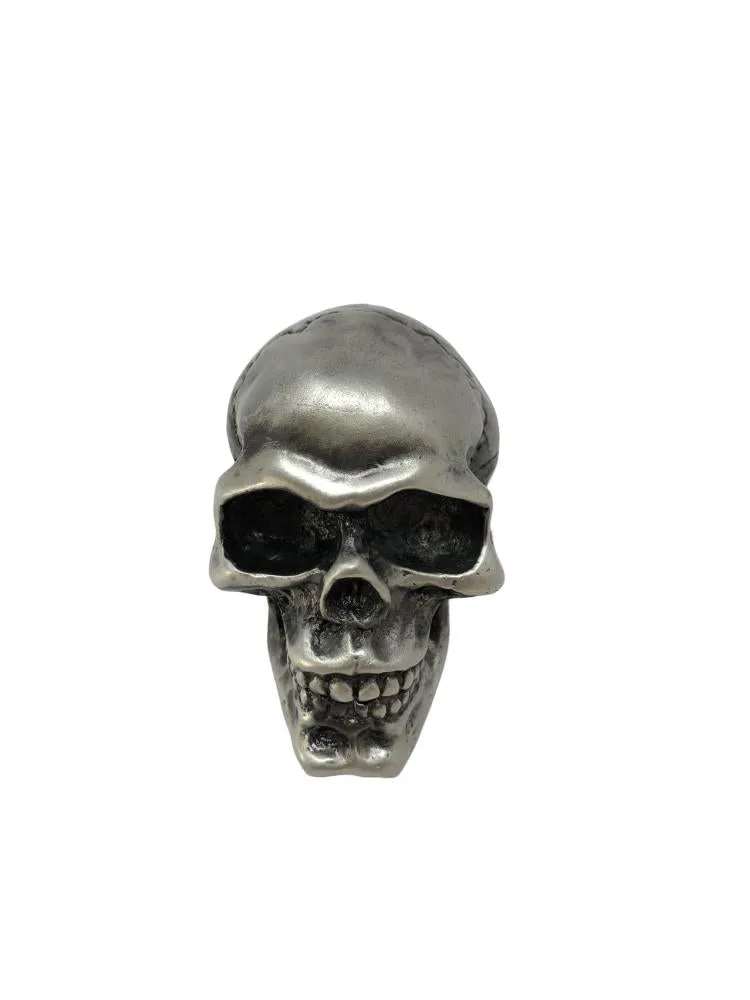 Cracked Skull Ornamental Statue for Fenders/Bonnet Mascot - Old Silver - Highway Hawk H02-086M