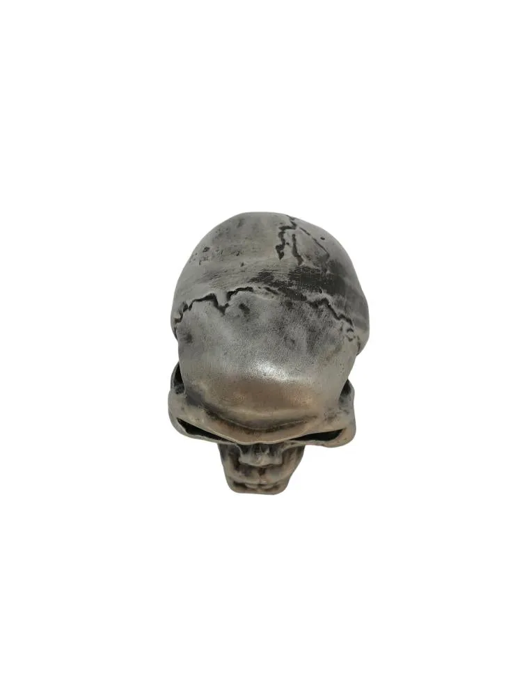 Cracked Skull Ornamental Statue for Fenders/Bonnet Mascot - Old Silver - Highway Hawk H02-086M