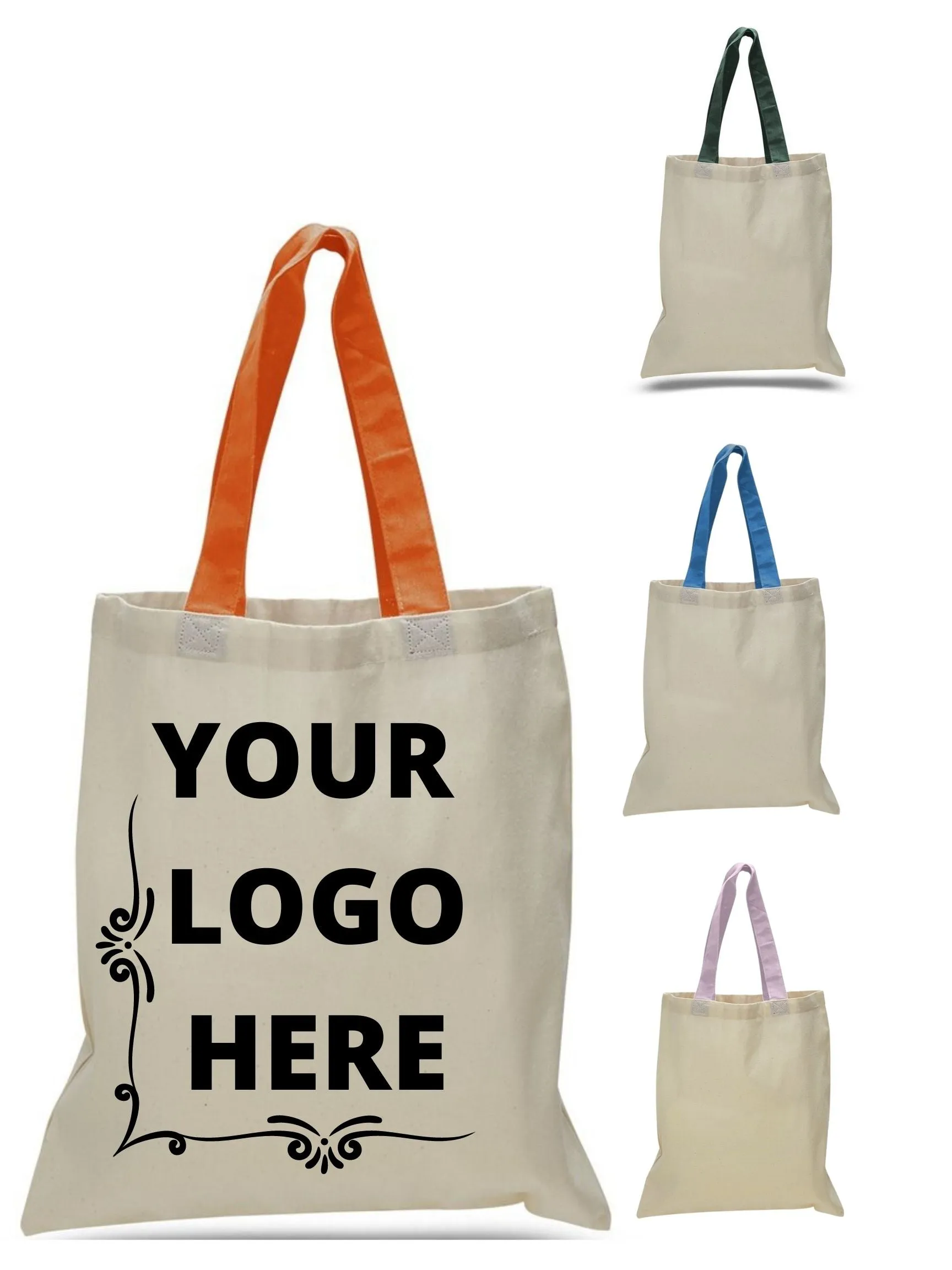 Custom Color Handles 100% Cotton Tote Bag