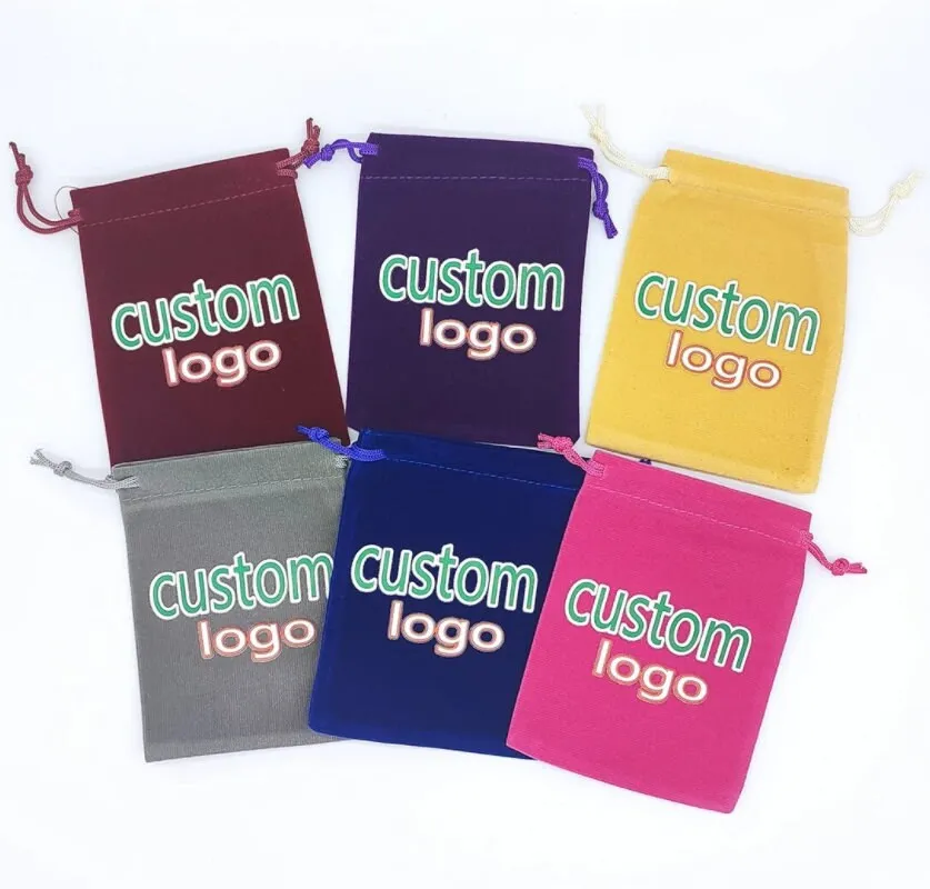 Custom Jewelry Pouch - Drawstring Bag - Personalized Drawstring Pouch- Jewelry Bag With Logo - Jewellery Flannel Pouch Packaging Bulk