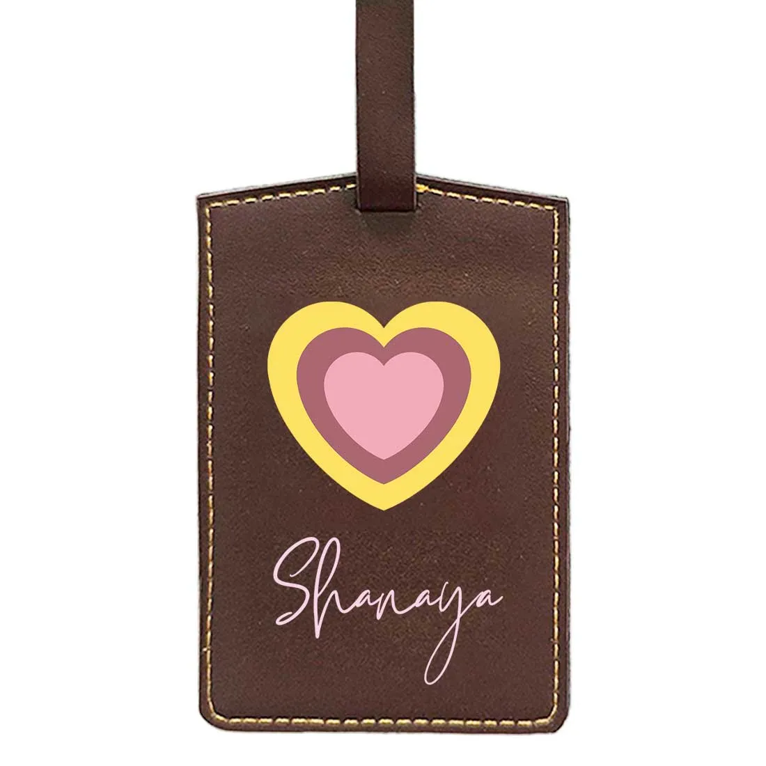 Custom Luggage Tags with Name PU Leather Bag Tags - Heart