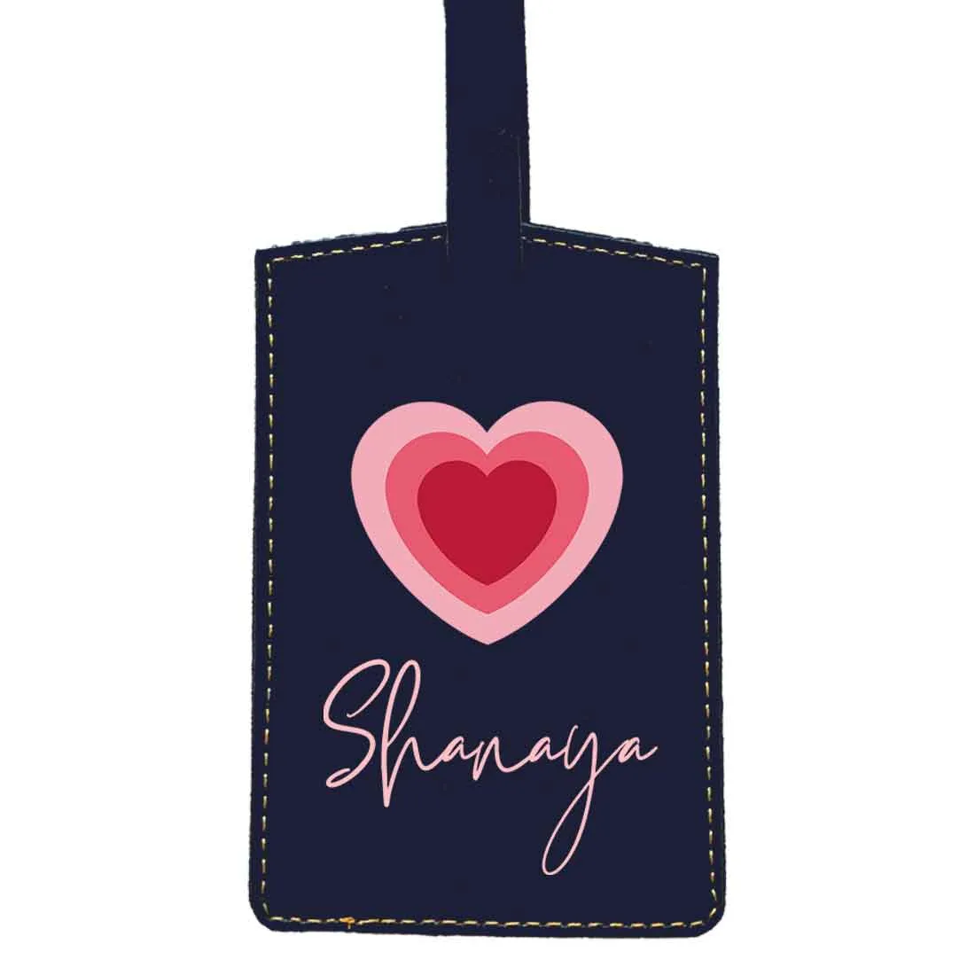 Custom Luggage Tags with Name PU Leather Bag Tags - Heart