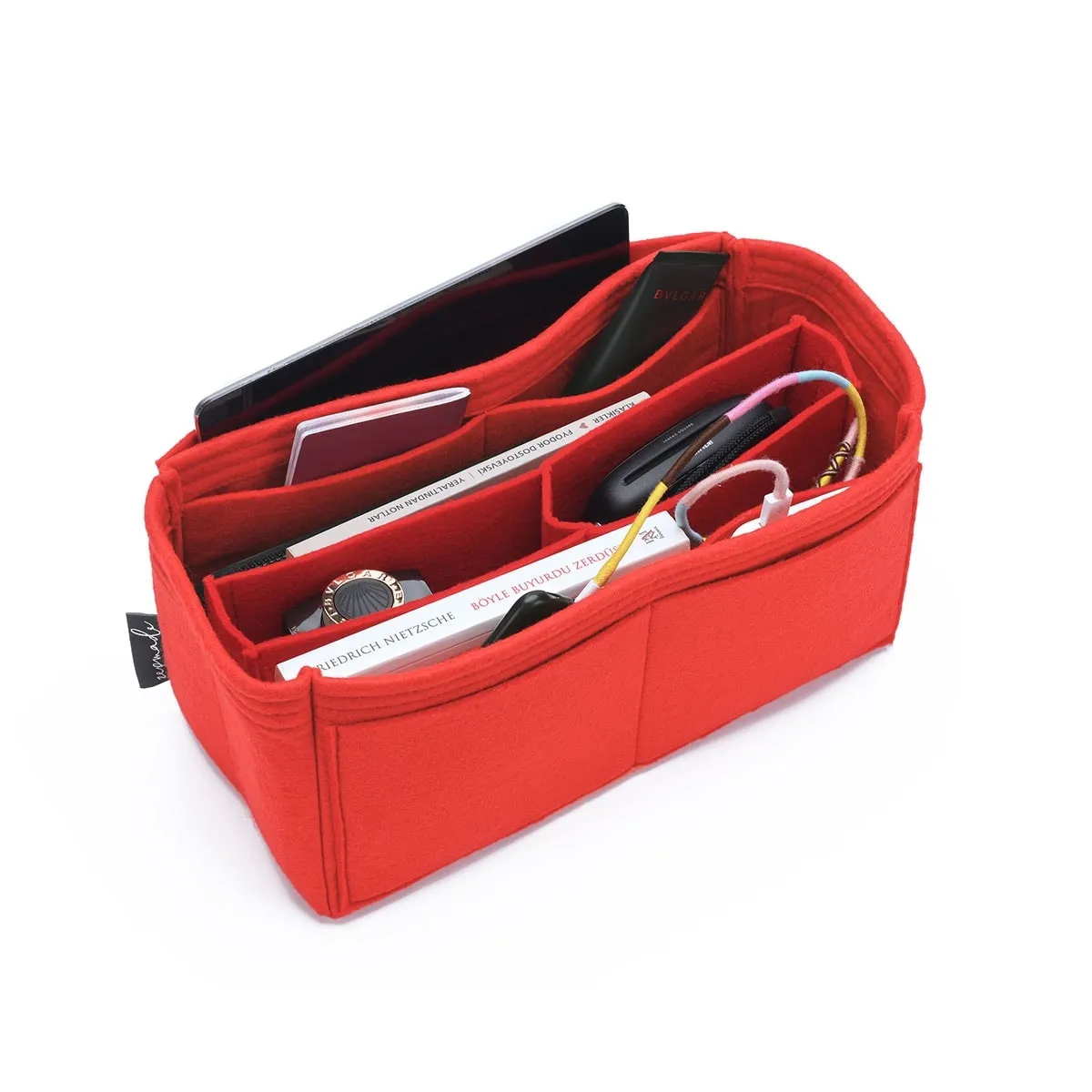 Custom Size Bag Organizer with Middle Compartment and Exterior Pockets