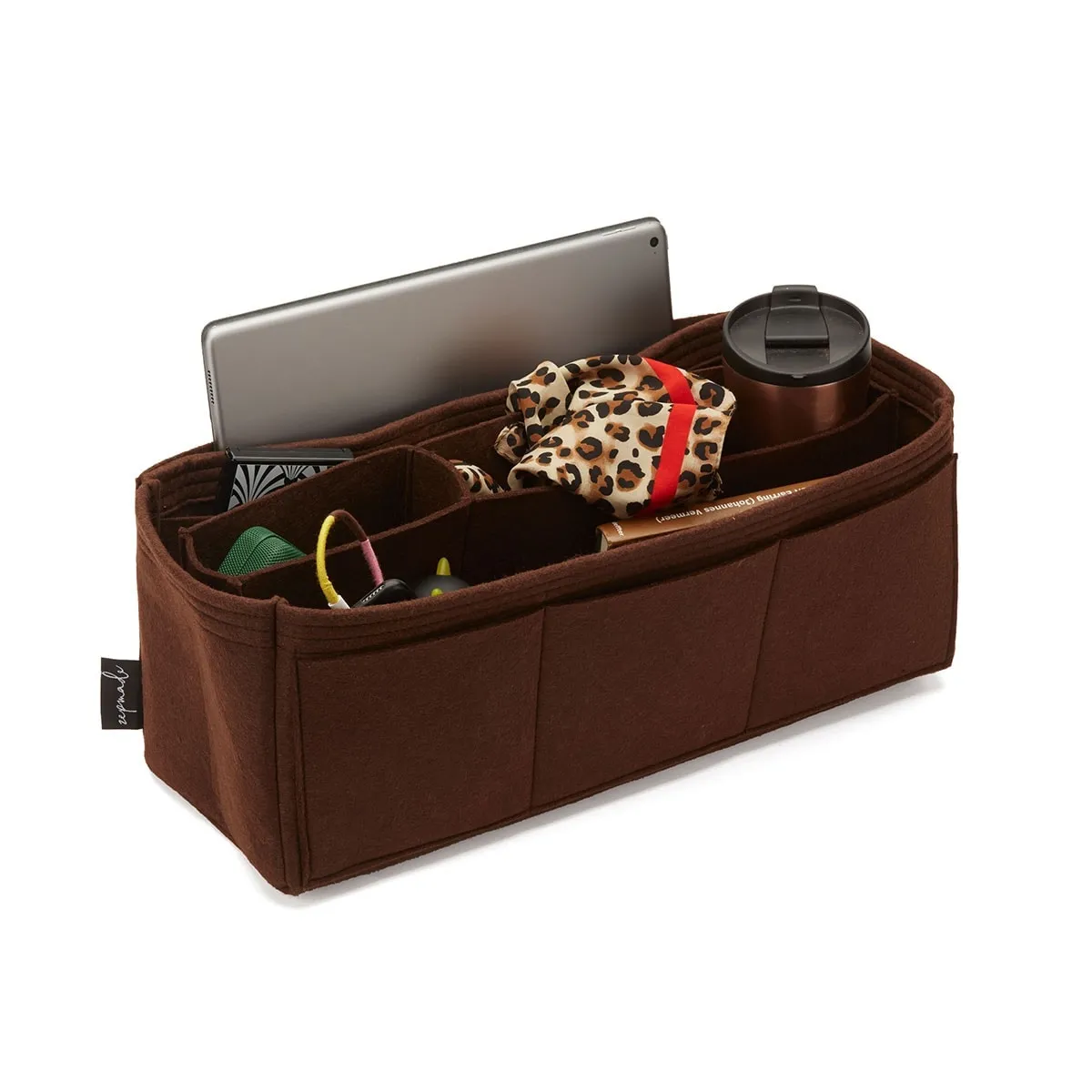 Custom Size Bag Organizer with Middle Compartment and Exterior Pockets