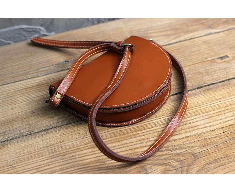 Cute Black LEATHER Saddle SHOULDER Bag WOMEN Small Saddle Crossbody Purse FOR WOMEN