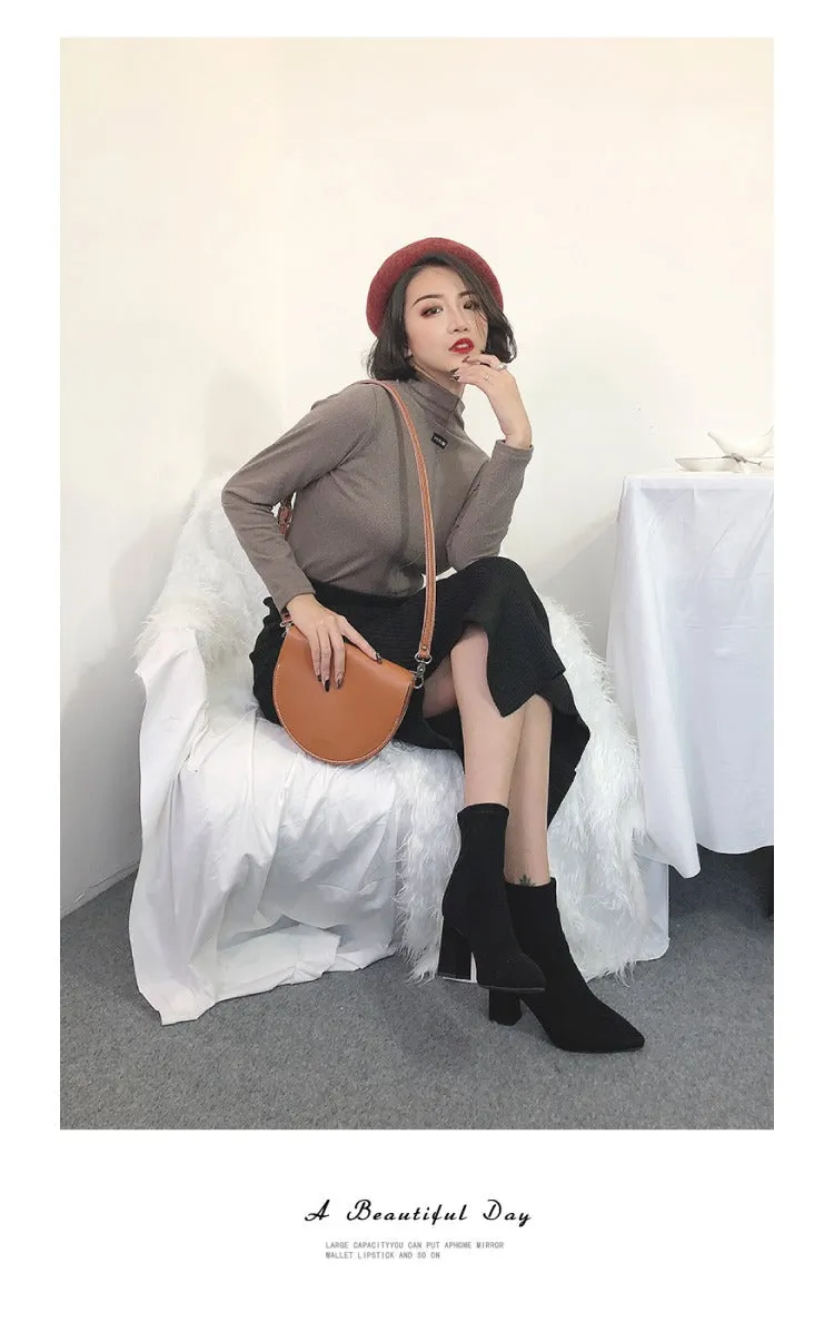 Cute Black LEATHER Saddle SHOULDER Bag WOMEN Small Saddle Crossbody Purse FOR WOMEN