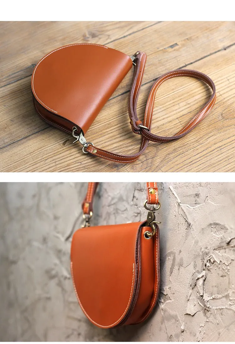 Cute Black LEATHER Saddle SHOULDER Bag WOMEN Small Saddle Crossbody Purse FOR WOMEN