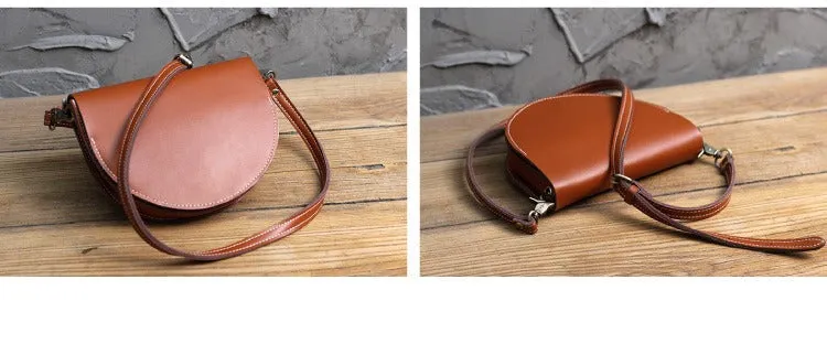 Cute Black LEATHER Saddle SHOULDER Bag WOMEN Small Saddle Crossbody Purse FOR WOMEN