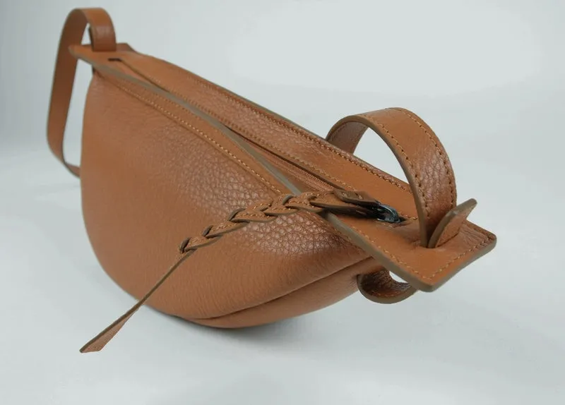 Cute Brown Leather Womens Sling Bag Shoulder Bag Crossbody Saddle Bag for Women