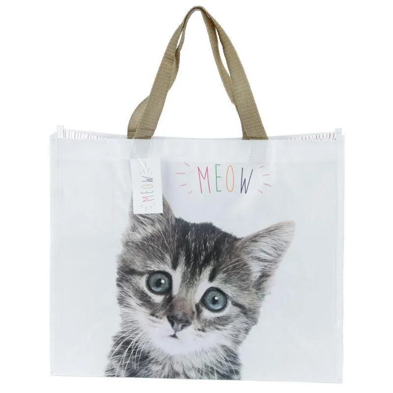 Cute Cat Design Durable Reusable Shopping Bag - Meow!