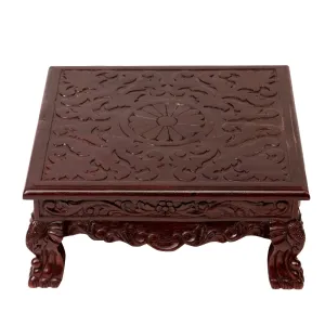 Dark Hued Teak Wood Top Carved Bajot/Choki