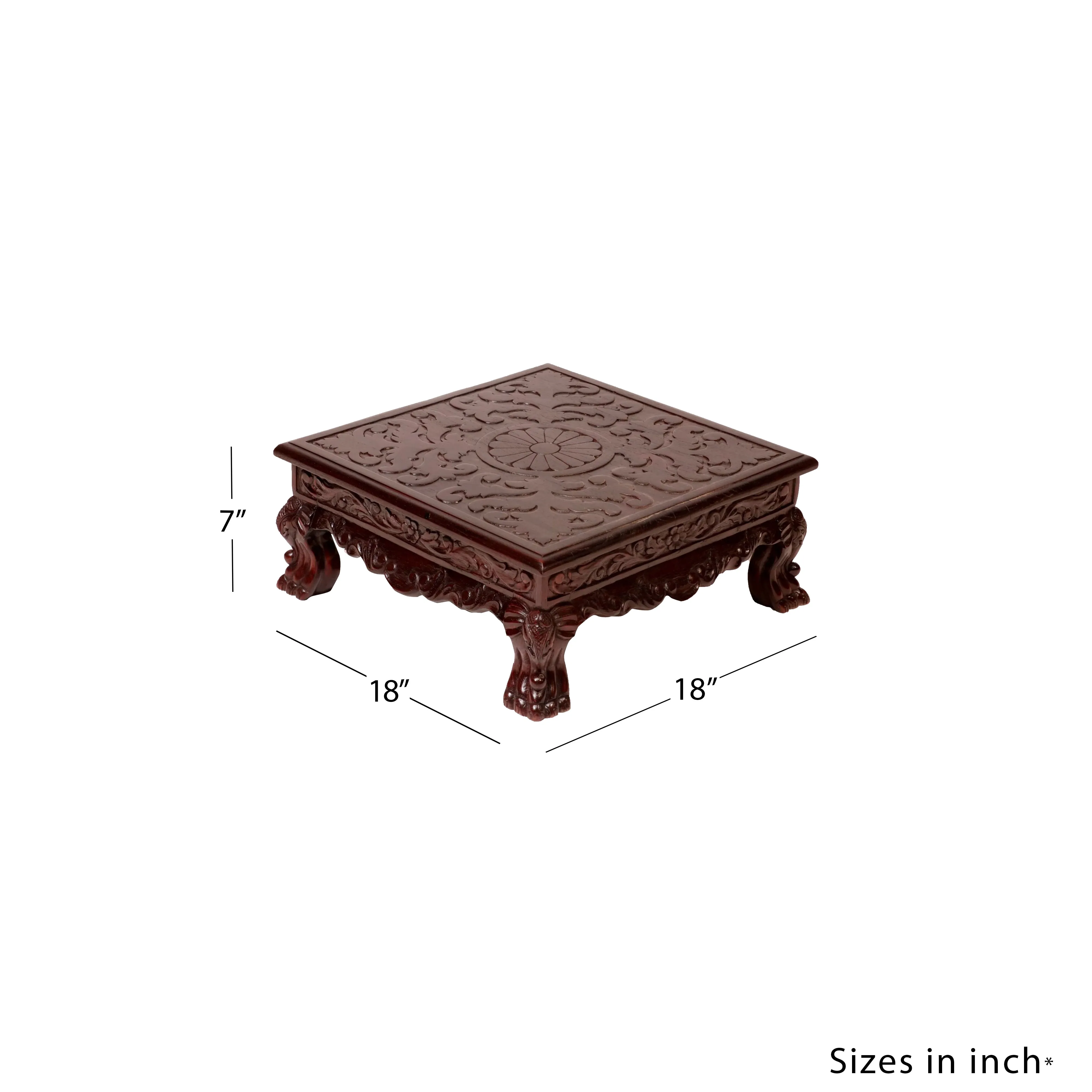 Dark Hued Teak Wood Top Carved Bajot/Choki