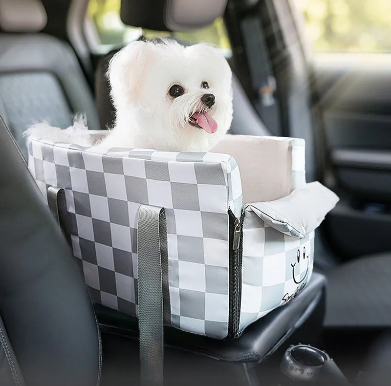 Dog Outing Fashion Plaid Central Control Car Nest Cat Car Seat Outing Bag Pet Dog Nest