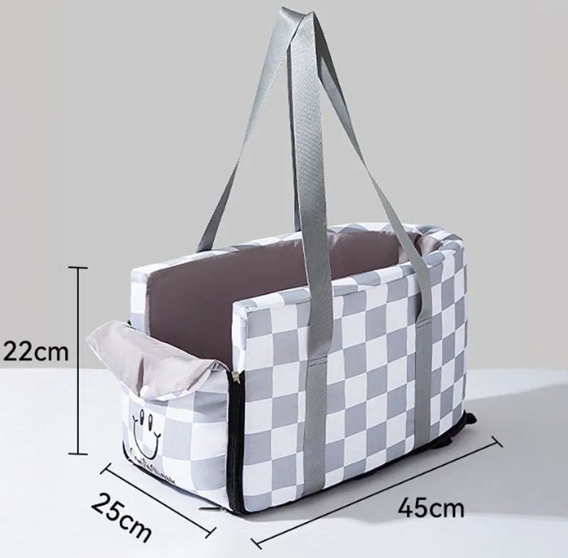 Dog Outing Fashion Plaid Central Control Car Nest Cat Car Seat Outing Bag Pet Dog Nest