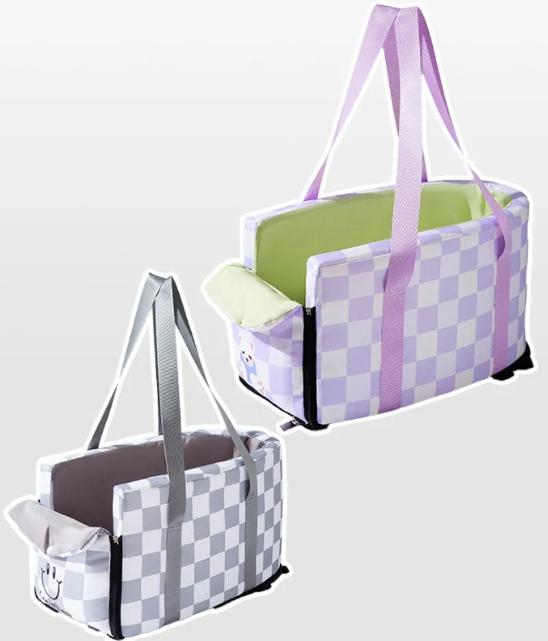 Dog Outing Fashion Plaid Central Control Car Nest Cat Car Seat Outing Bag Pet Dog Nest