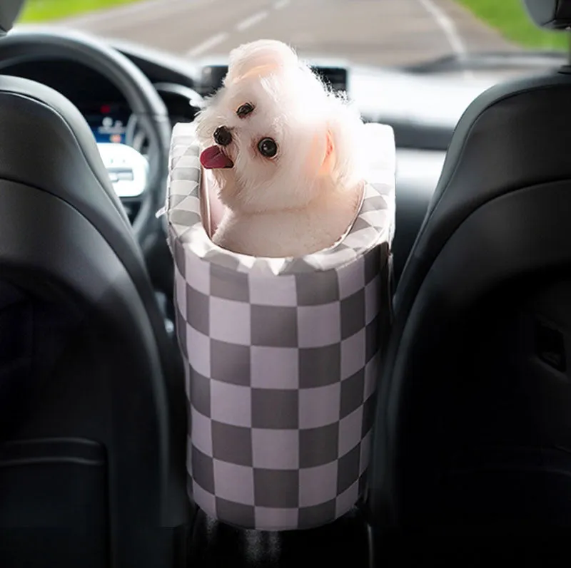 Dog Outing Fashion Plaid Central Control Car Nest Cat Car Seat Outing Bag Pet Dog Nest