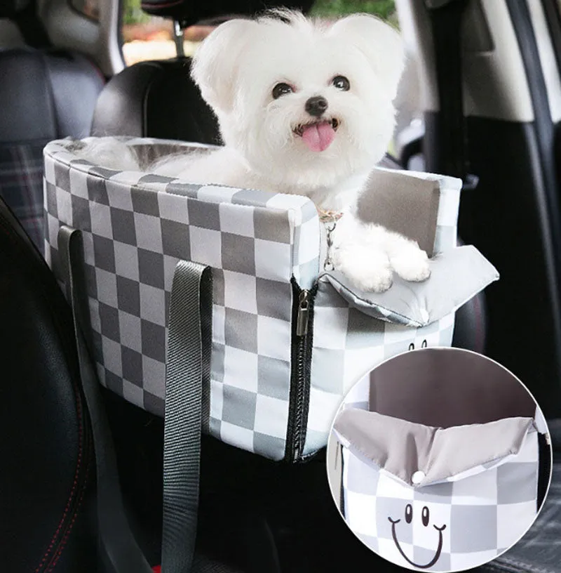 Dog Outing Fashion Plaid Central Control Car Nest Cat Car Seat Outing Bag Pet Dog Nest