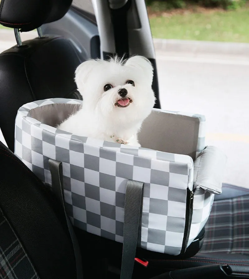 Dog Outing Fashion Plaid Central Control Car Nest Cat Car Seat Outing Bag Pet Dog Nest