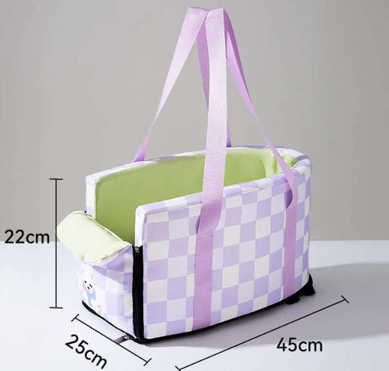 Dog Outing Fashion Plaid Central Control Car Nest Cat Car Seat Outing Bag Pet Dog Nest