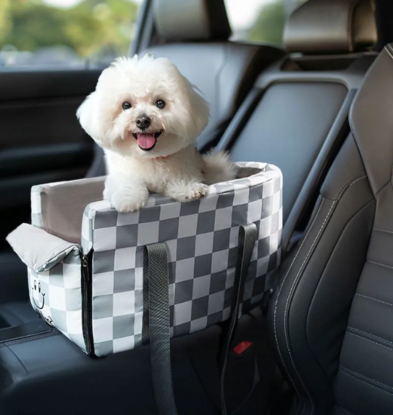 Dog Outing Fashion Plaid Central Control Car Nest Cat Car Seat Outing Bag Pet Dog Nest