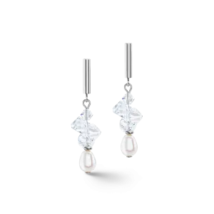 Earrings Dancing Crystals & Pearls silver