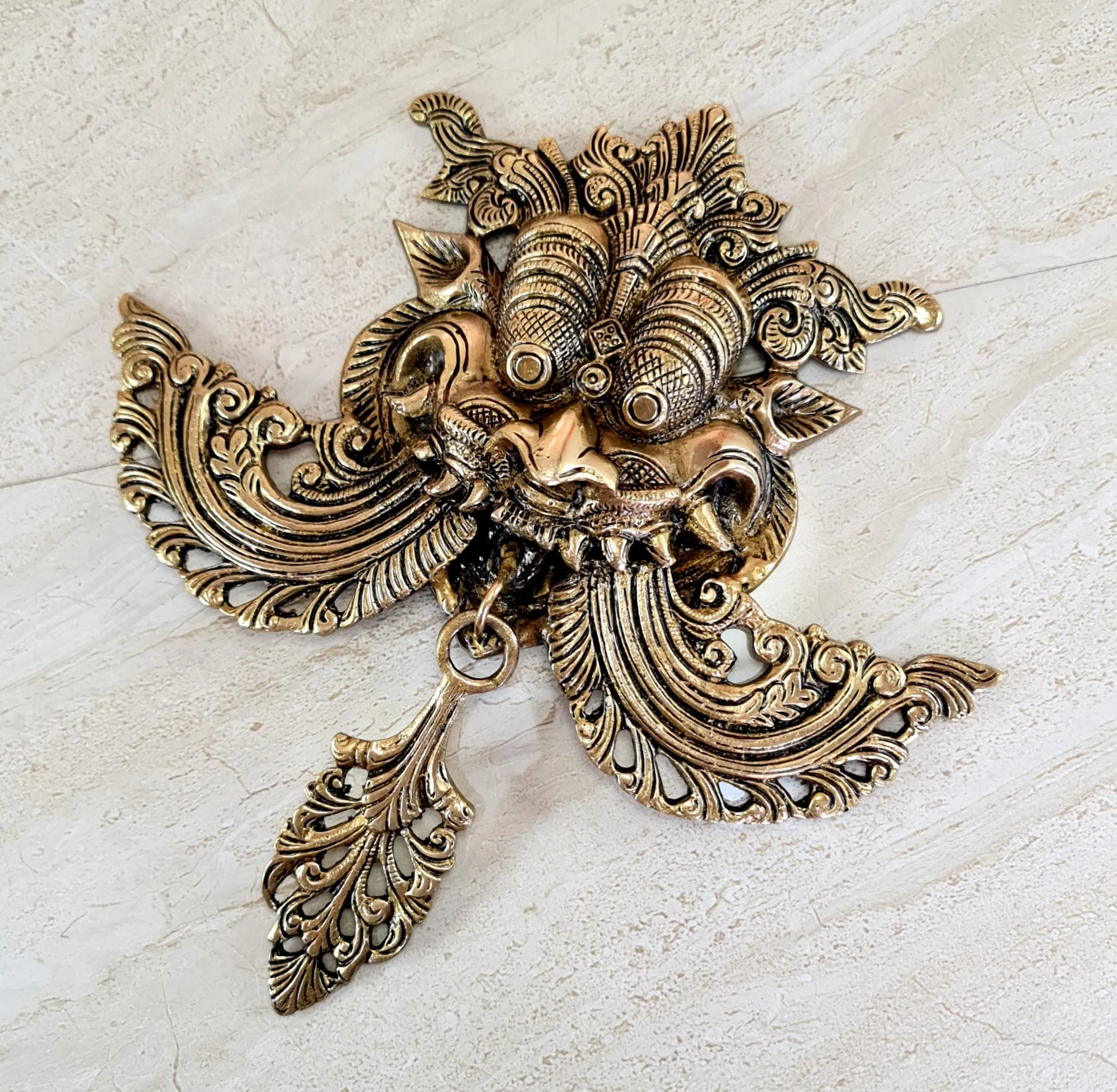 eSplanade Brass Yali Wall Hanging | Evil Eye Protector | Home Decor | Brass Statue - 10.5" Inches