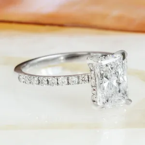 Evening Light - 2 Carat Natural Radiant Cut Diamond Hidden Halo Engagement Ring